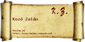 Kozó Zalán névjegykártya